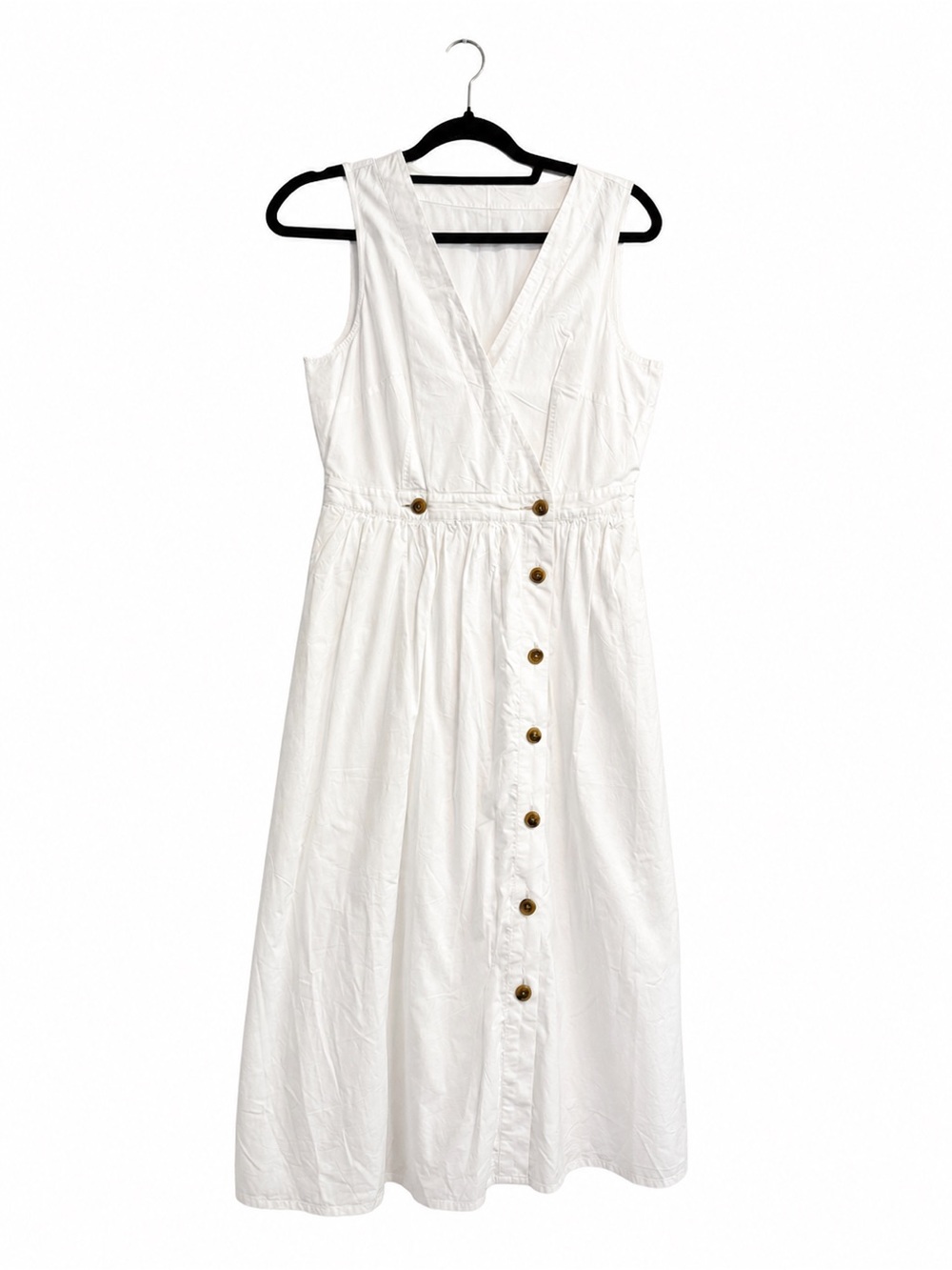 J. Crew White Sleeveless Button-Front Maxi Dress
